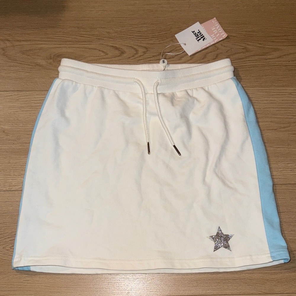 White and Light Blue Mini Skirt with Star Accent